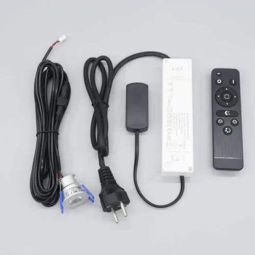 Alternative view of LED Inbouwspots Veranda 12x – Dimbaar & Waterdicht IP65 – 3W 12V Warm Wit 2700K –  Zilver – Complete Plug & Play Set met Afstandsbediening