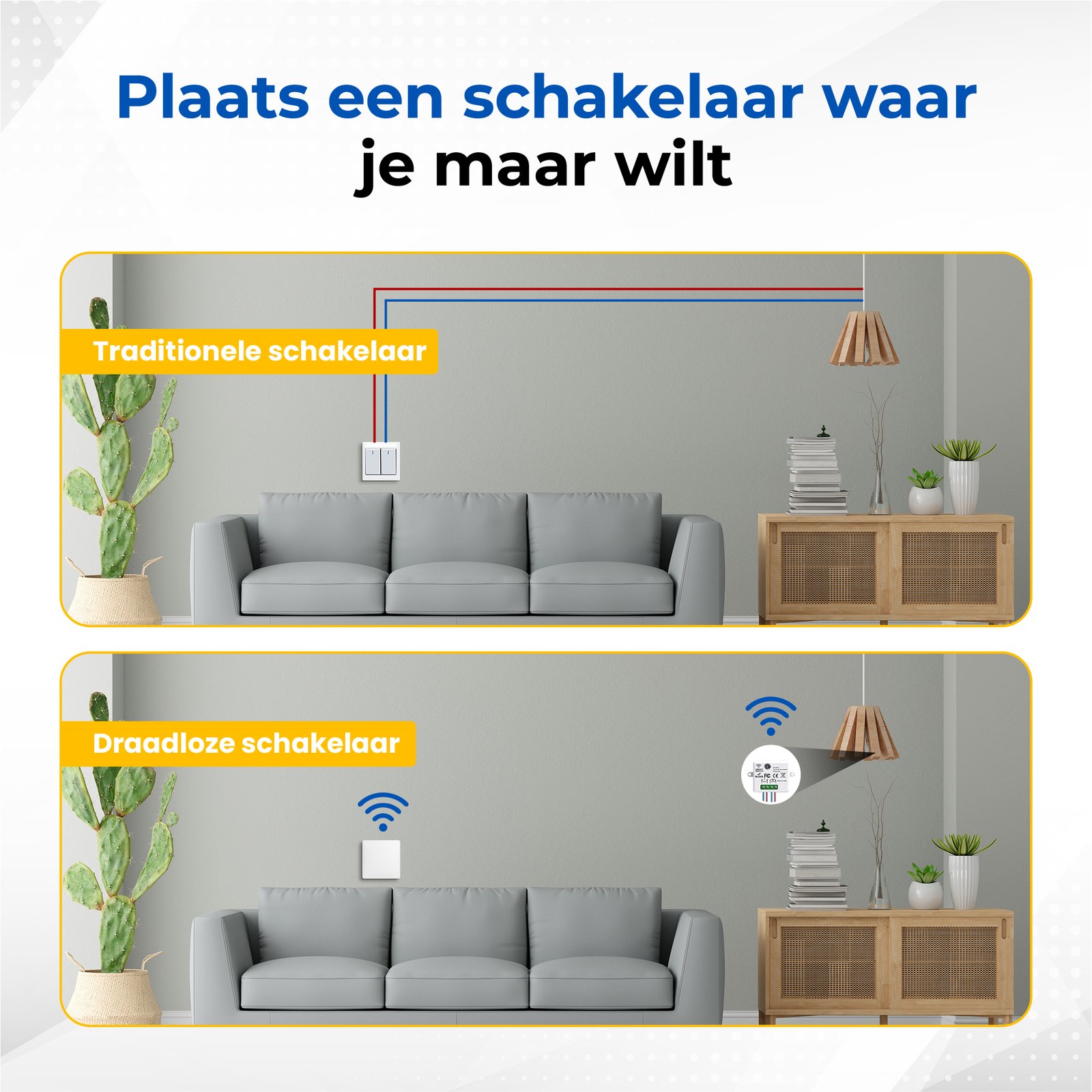 Draadloze schakelaar set – batterijloos (kinetisch) waterdicht - Afbeelding 10