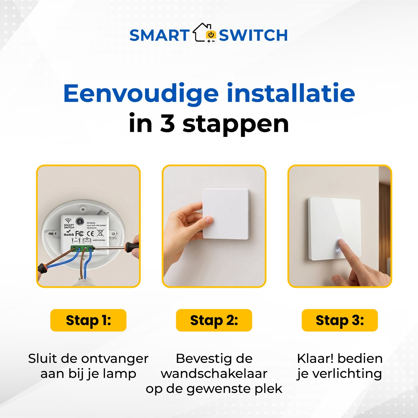Draadloze schakelaar set – batterijloos (kinetisch) waterdicht - Afbeelding 5