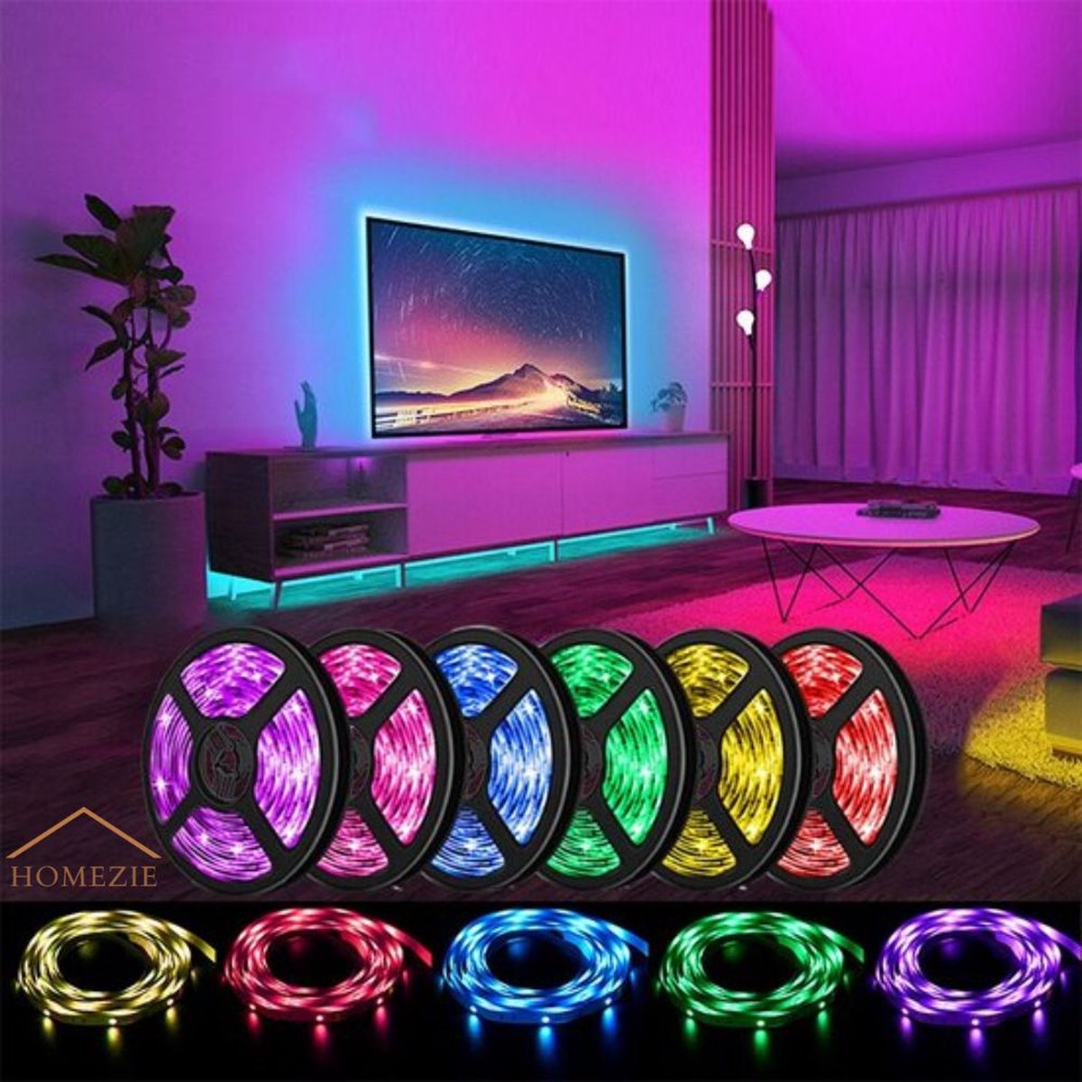 Led Strip Lighting | Smart | Met afstandsbediening en app | 10 meter | Led light strip - Afbeelding 4