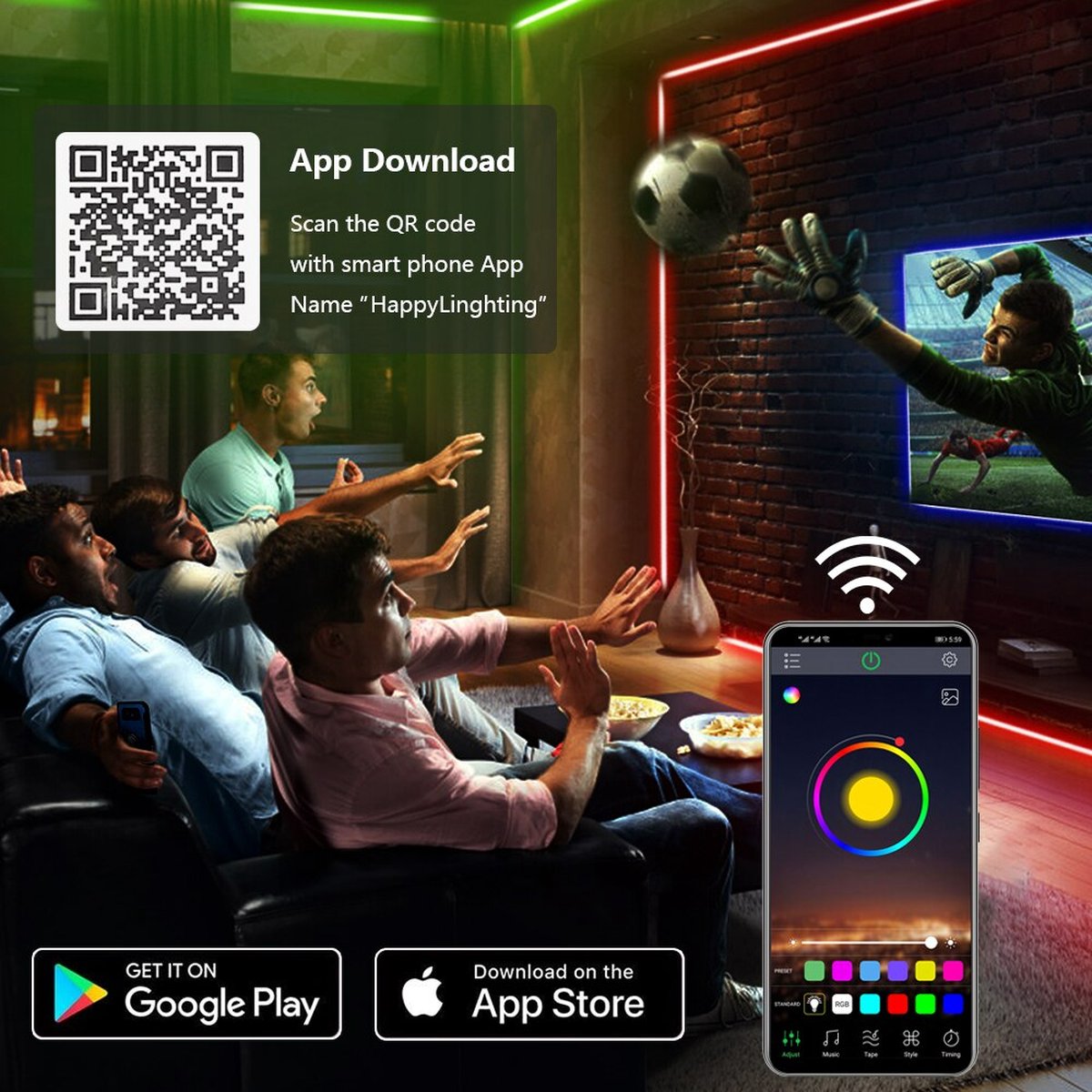 Led Strip Lighting | Smart | Met afstandsbediening en app | 10 meter | Led light strip - Afbeelding 5