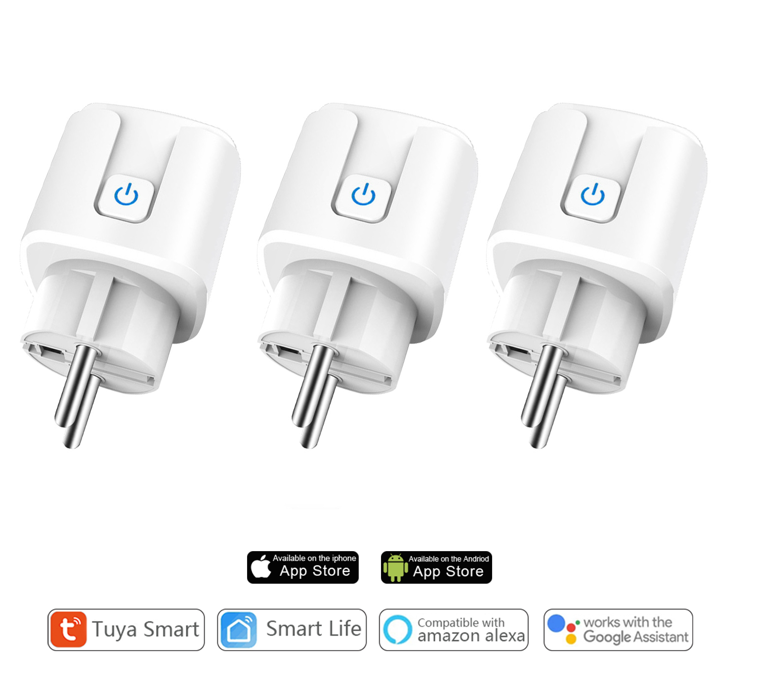 Slimme Wifi Stekker 3-Pack met Energiemeter – App & Spraak