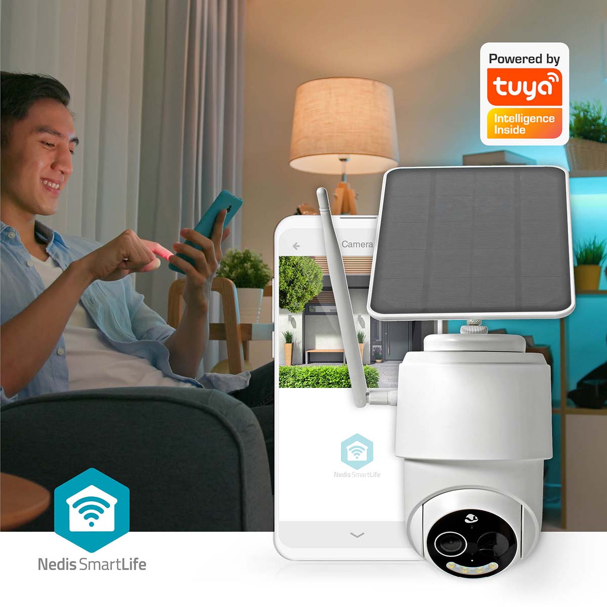 SmartLife Draadloze Buitenbeveiligingscamera met Zonnepaneel – Full HD, Bewegingsdetectie & Nachtzicht - Afbeelding 2