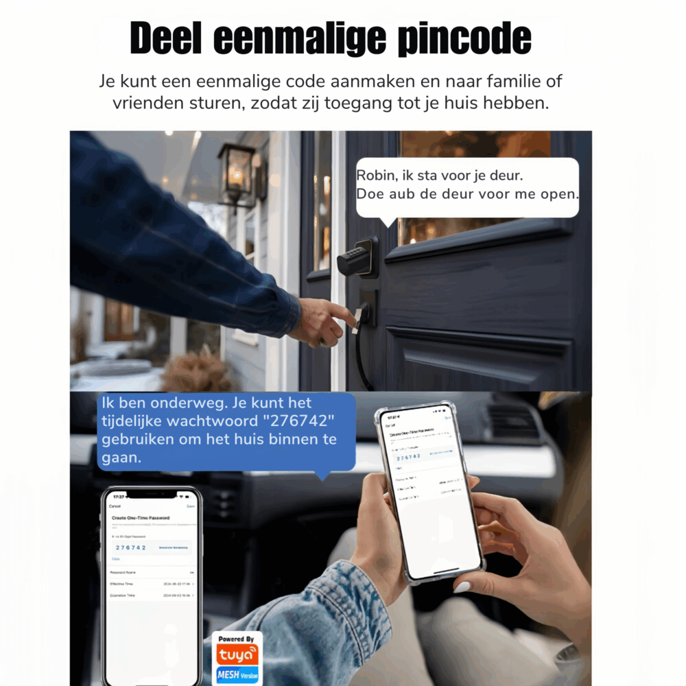 Slimme Deurslot Cilinder – Vingerafdruk, Pincode, Druppel, Sleutel & App - Tuya & Smart Life - Afbeelding 5