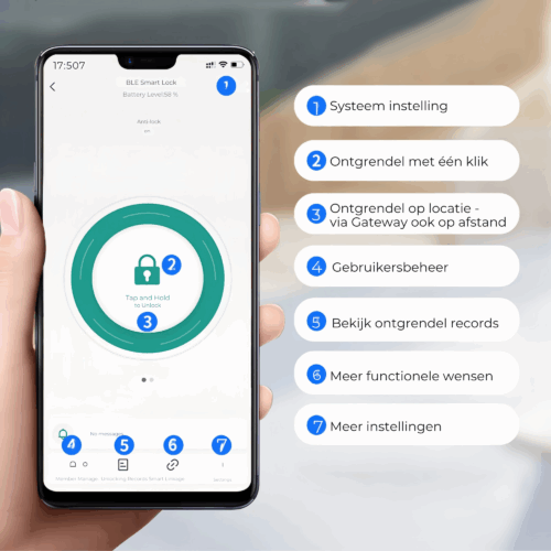 Alternative view of Slimme Deurslot Cilinder – Vingerafdruk, Pincode, Druppel, Sleutel & App - Tuya & Smart Life