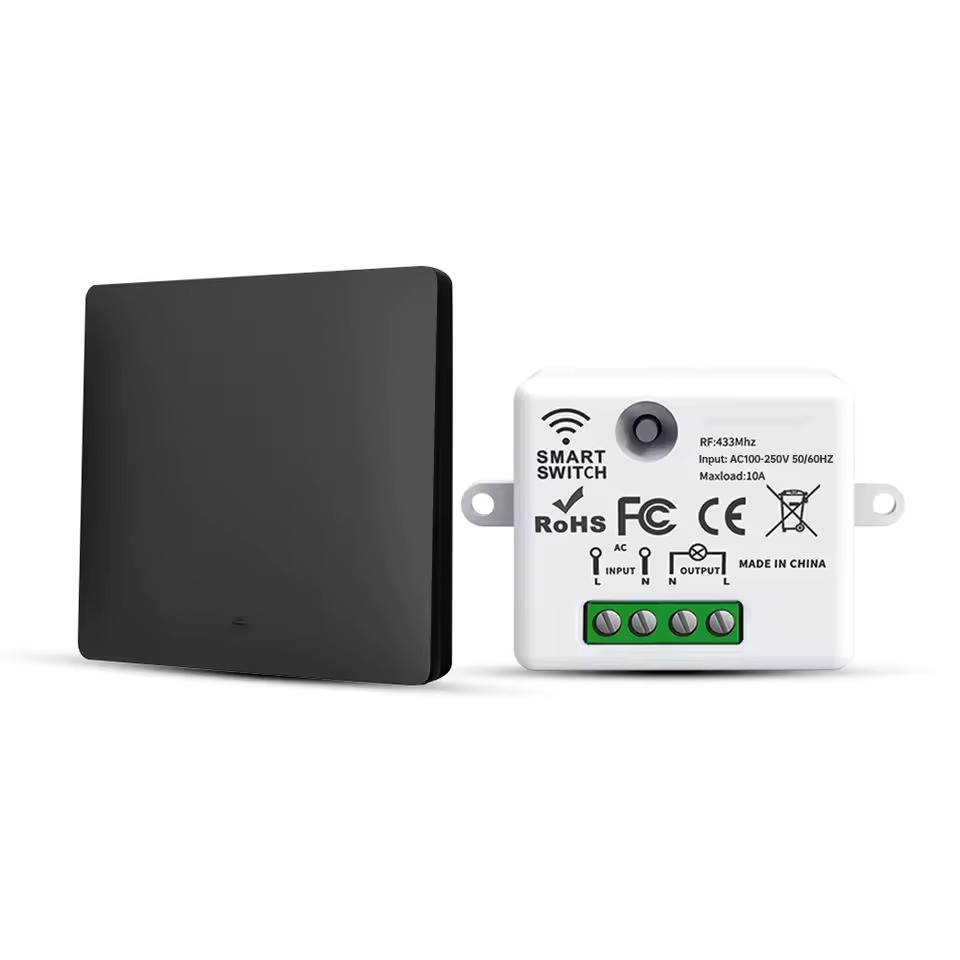 Draadloze Lichtschakelaar Set | Zwart | Kinetisch & Zonder Batterij | Inclusief Schakelaar en Ontvanger