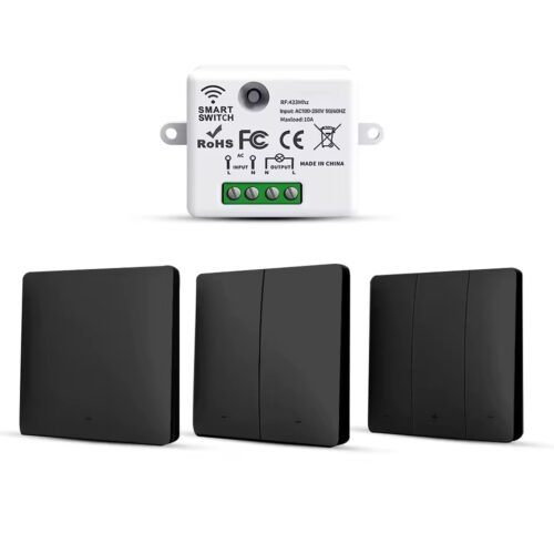 Alternative view of Draadloze Lichtschakelaar Set | Zwart | Kinetisch & Zonder Batterij | Inclusief Schakelaar en Ontvanger