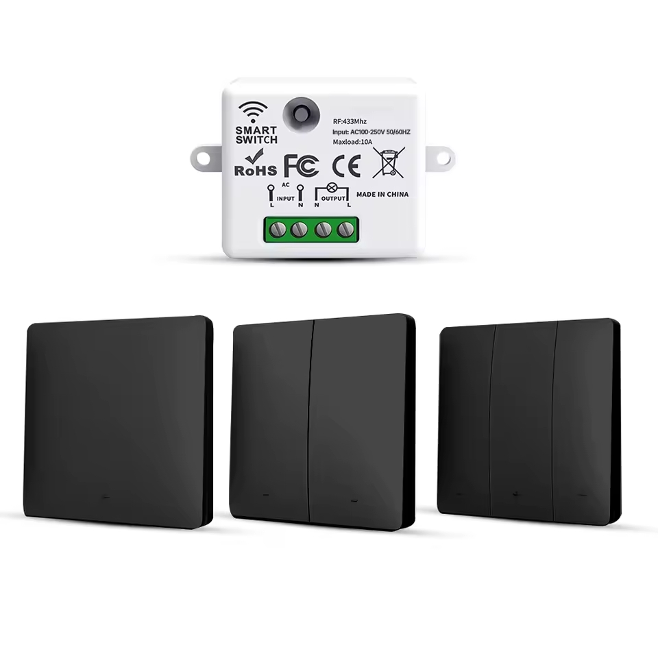 Draadloze Lichtschakelaar Set | Zwart | Kinetisch & Zonder Batterij | Inclusief Schakelaar en Ontvanger - Afbeelding 2