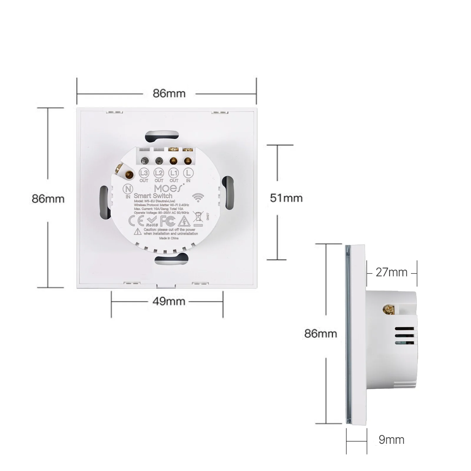 Matter wifi lichtschakelaar Wit : bedien je verlichting via touch, app of stem - Afbeelding 3